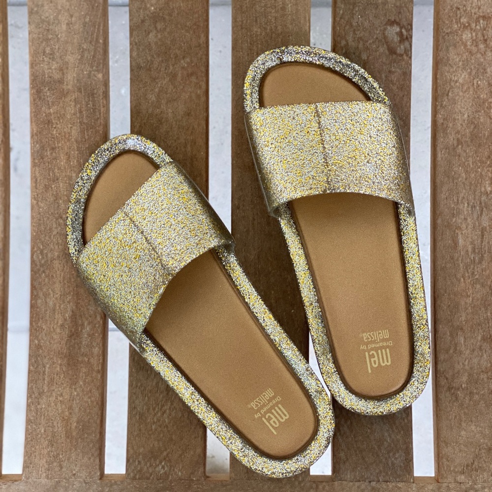 Girls Mel Melissa glitter jelly pool slides size size 4 (eu 35)